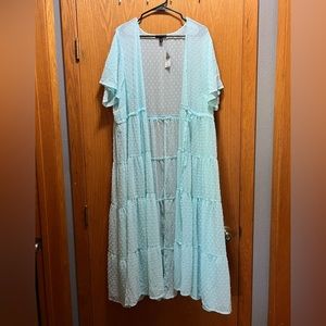 Extra long short sleeved kimono